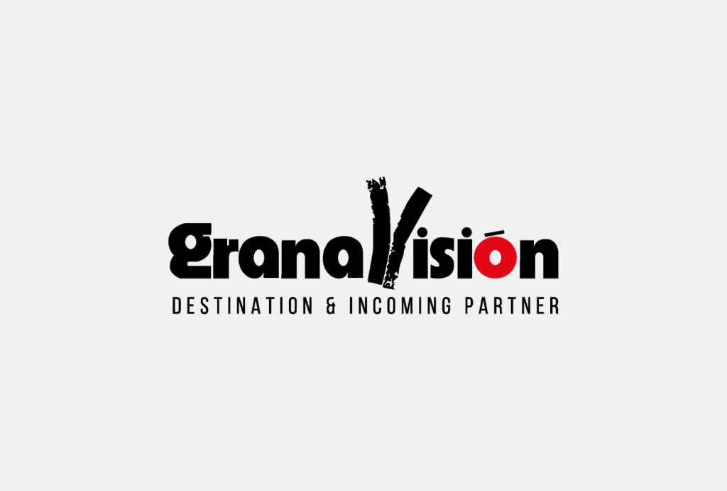 Logotipo corporativo de la marca Granavision Destination & Incoming Partner en letras blancas sobre un fondo gris.